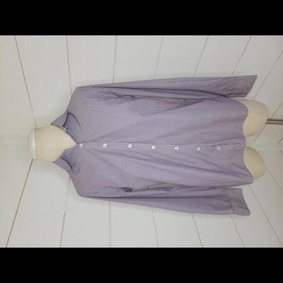 Lands End size 8 purple & white striped button down shirt - Picture 1 of 5